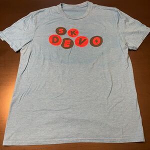 DEVO- 5K 2021 Marathon OOP RARE Blue From Marathon T-Shirt Large Turkey Monkey